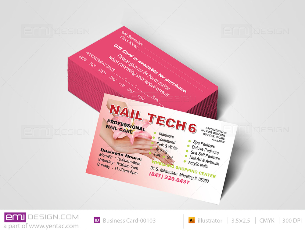 Business Card - Template BusCard-04001 - Nail Tech 6