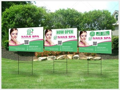 05 - Outdoor Banner Yard Sign - Size 2x3 With Picture - LP Nails Spa #5069 Salon