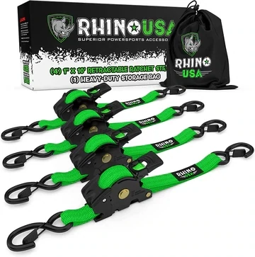 1" X 10' RETRACTABLE RATCHET STRAPS (4 PACK)