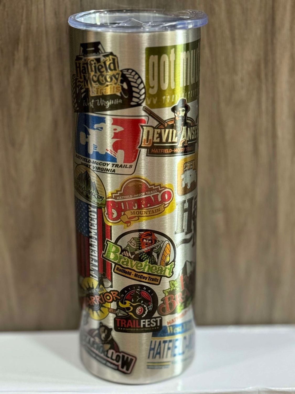 Hatfield McCoy Trails 20 OZ Tumbler, LOGO: SCATTERED