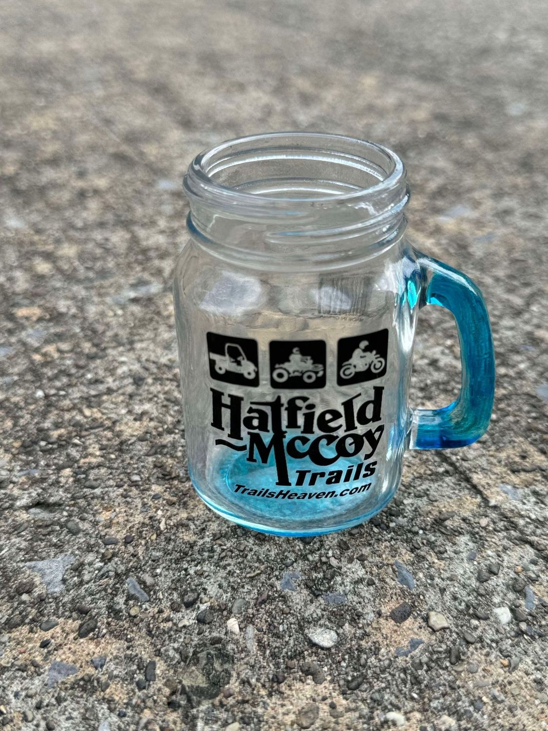 HATFIELD MCCOY TRAILS MASON JAR, Color: BLUE