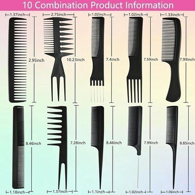 10PCS Comb Set Black