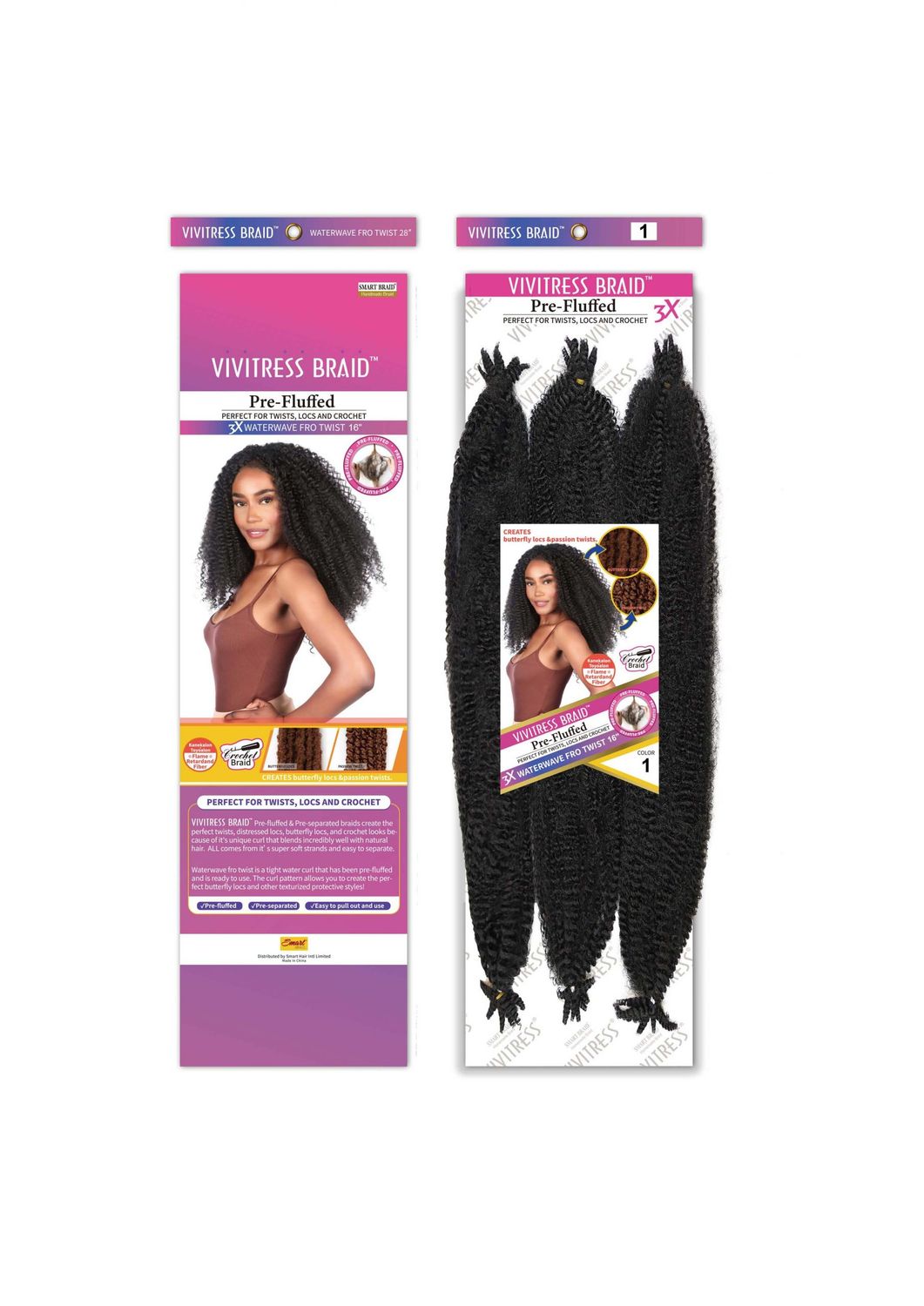 VIVITRESS MEGA PACK 3X WATERWAVE FRO TWIST 16″, colour: 1