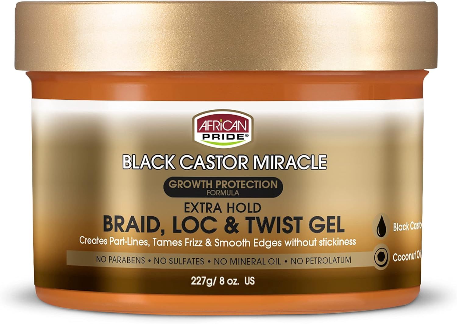 African Pride Black Castor Miracle Braid Lock Twist Gel 8 oz