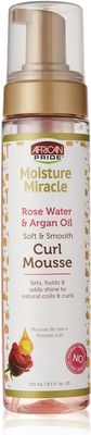 AFRICAN PRIDE Moisture Miracle Rose Water &amp; Argan Oil Soft &amp; Smooth Curl Mousse