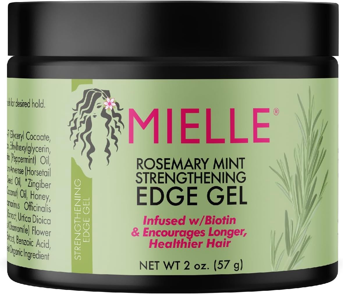Mielle Rosemary Mint Strengthening Edge Gel For Sleeking And Taming Hair, 57 g