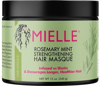 Mielle Organics Rosemary Mint Strengthening Hair Masque, Infused w/Biotin,