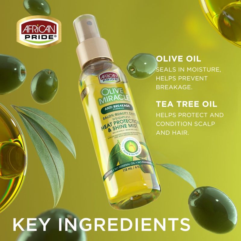 African Pride Olive Miracle heat protectant &amp; Shine Mist