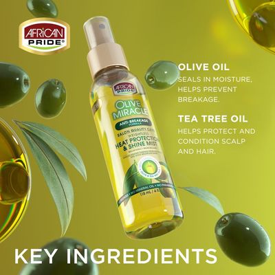 African Pride Olive Miracle heat protectant &amp; Shine Mist