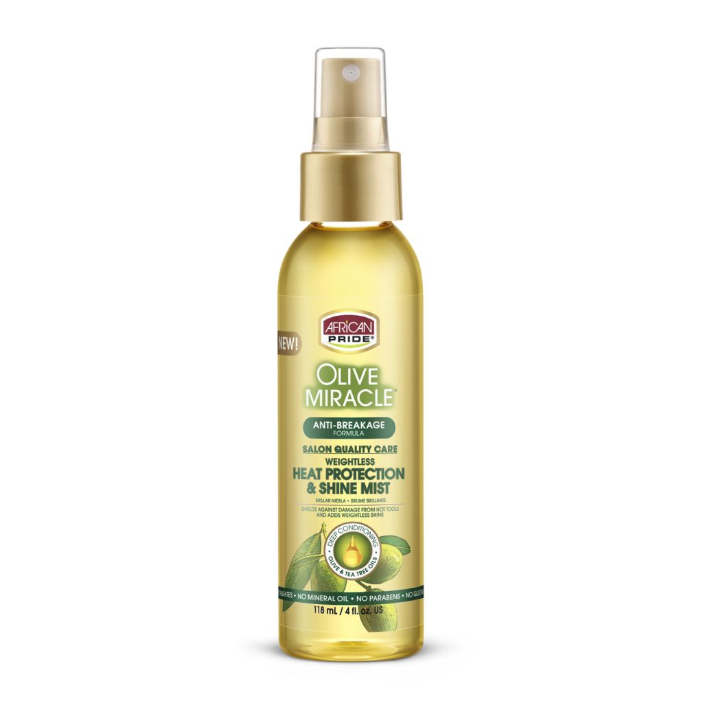 African Pride Olive Miracle heat protectant &amp; Shine Mist
