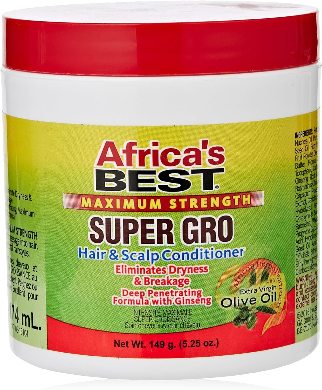 Africa&#39;s Best Maximum Strength Super Gro Hair &amp; Scalp Conditioner, 149 g
