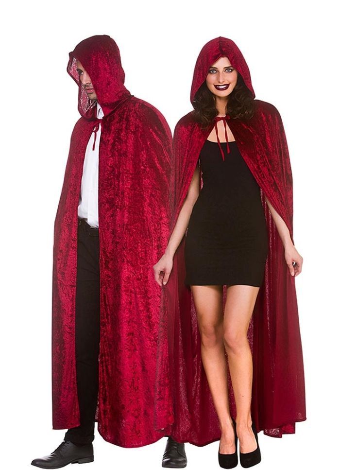 Unisex Red Velvet Hooded Cape
