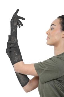 Wickedfun Long Lace Gloves Black