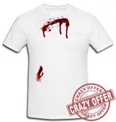 Wickedfun Halloween White Bleeding Scar Printed T-Shirt
