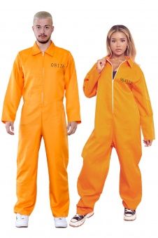 Wickedfun Adult Orange Prisoner Coverall Jumpsuit, Size: Large