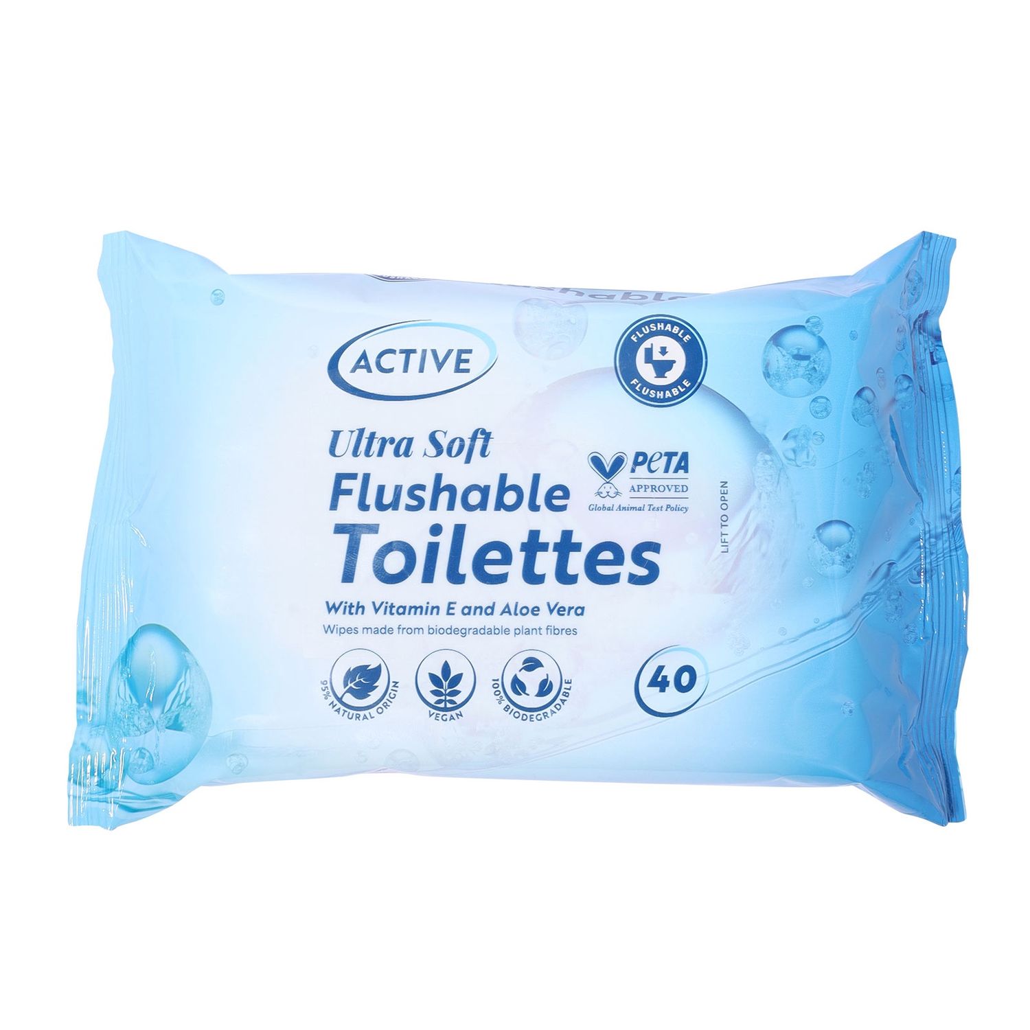 ACTIVE ULTRA SOFT FLUSHABLE TOILET TISSUE WIPES(R)