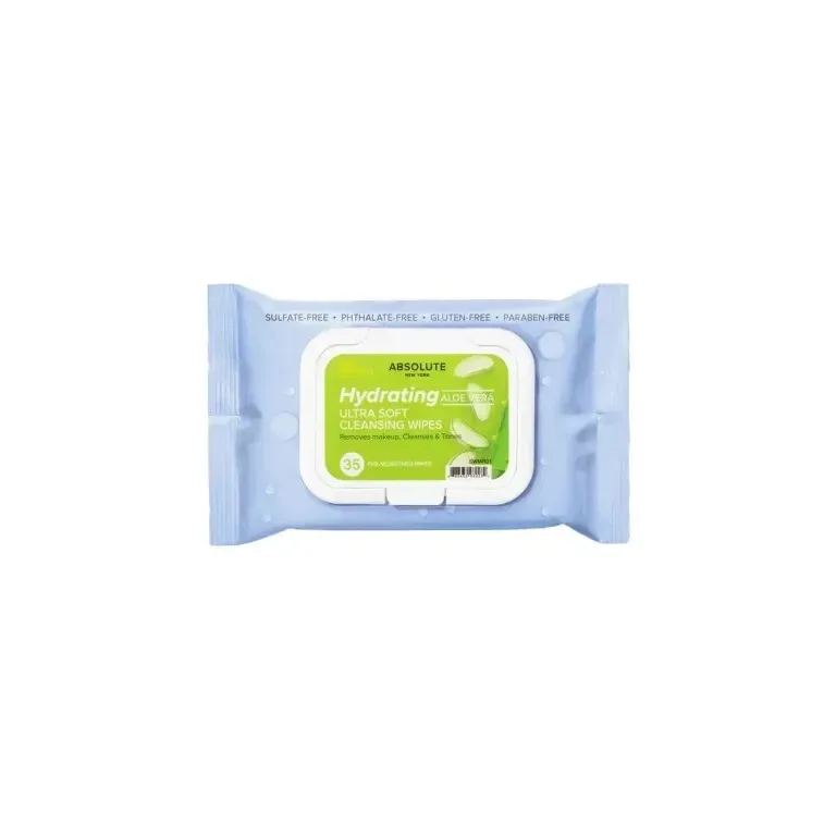 Absolute New York Ultra Soft Cleansing Wipes Aloe Vera (35 Count, Hydrating Aloe Vera)