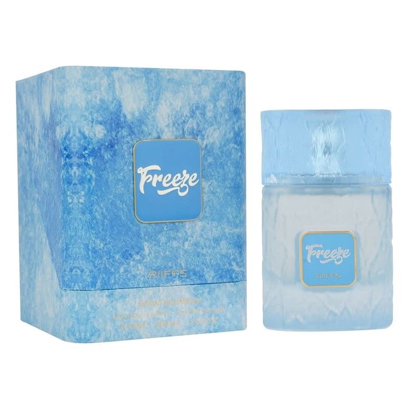 Riiffs Freeze Eau de Parfum, Luxury Fragrance with Ice Crystal Design, Blue Glas