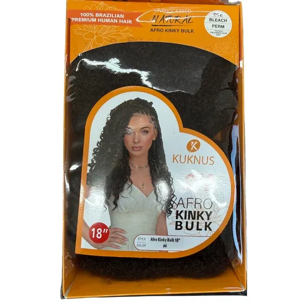 Kuknus 2X Afro Kinky Bulk 18" 100% Brazilian Premium Human Hair