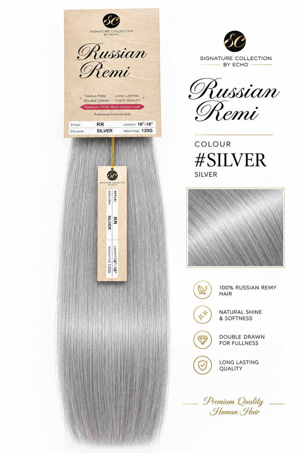 Echo Russian Remi 100% Human Hair / Silver