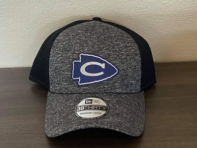 Black/grey Fitted Hat With Leather Patch