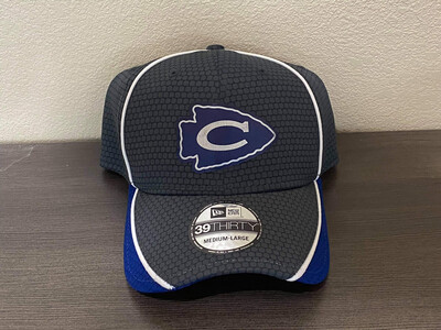 Grey/Blue Fitted Hat With Leather Patch