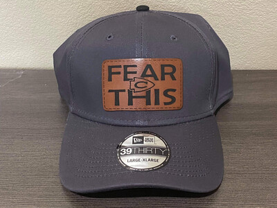 Grey Fitted Hat With Leather Patch