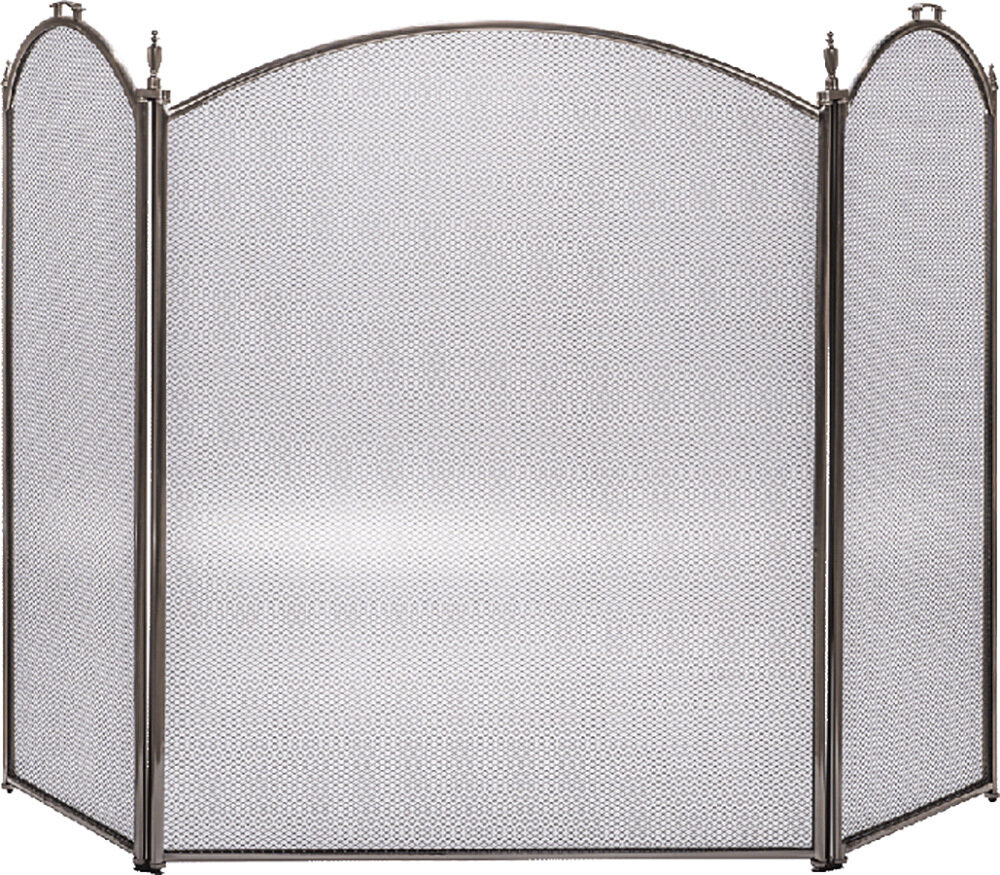 Pewter 3 Fold Arched Fire Screen