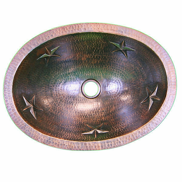 16 Gauge Oval Copper Sink w/Stars
