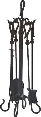Black Wrought Iron 5 Pc Fireset Black Wrought Iron 5 Pc Fireset