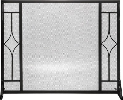 Black Wrought Iron Panel Fire Screen Black Wrought Iron Panel Fire Screen