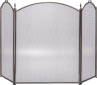 Pewter 3 Fold Arched Fire Screen Pewter 3 Fold Arched Fire Screen