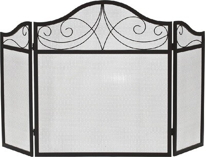 Black Wrought Iron 3 Fold Arched Fire Screen Black Wrought Iron 3 Fold Arched Fire Screen