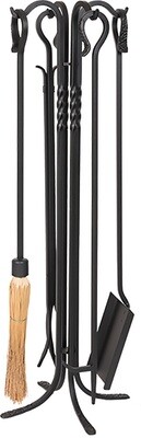 Black Wrought Iron 5 Pc Fireset Black Wrought Iron 5 Pc Fireset
