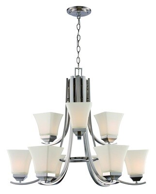 Cameo Two Tier Brush Nickel 9Lt Flare Chandelier Cameo Two Tier Brush Nickel 9Lt Flare Chandelier