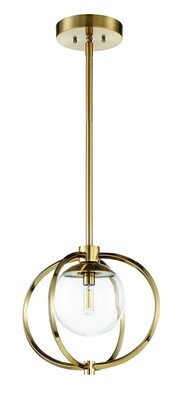 Plitz Satin Brass 1 Lt Pend Clear Glass Plitz Satin Brass 1 Lt Pend Clear Glass