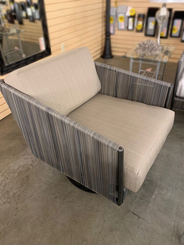 Sonata Slate Swivel Lounge Chair w/Linen Taupe Cushion