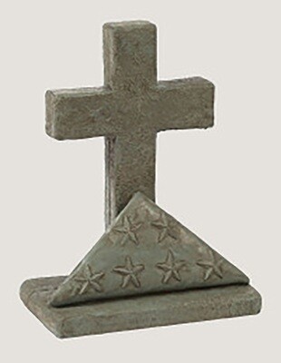 Pre Aged Flag And Cross Statue Pre Aged Flag And Cross Statue