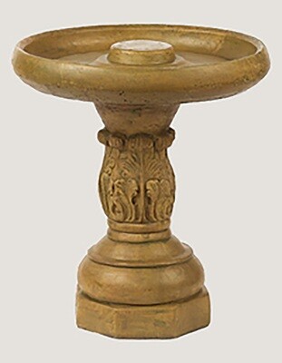 Small Brushed Moss Leaf/ Smooth Plain Top Birdbath Small Brushed Moss Leaf/ Smooth Plain Top Birdbath