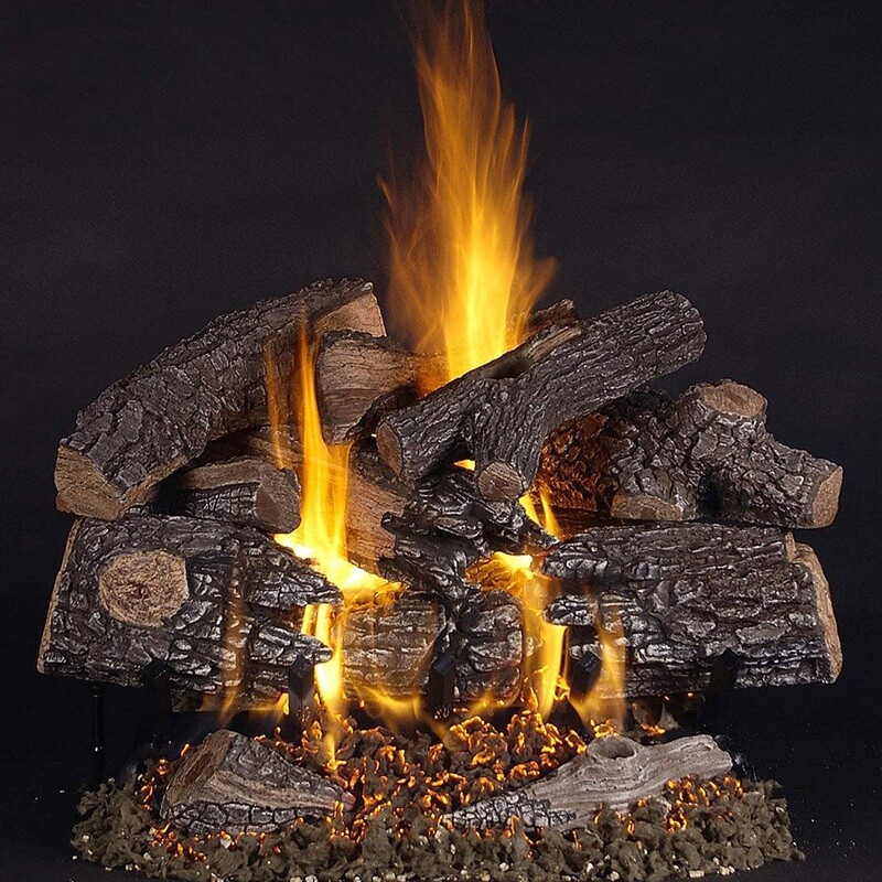 36" Timberfire Vented Logs w/Natural Gas Multi Burner Hearth Kit (SOLD AS SET) - (1) 512744 / (1) 512729