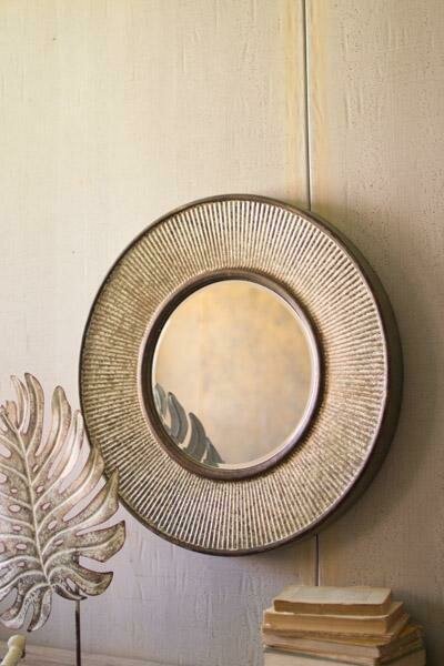Round Pressed Metal Wall Mirror