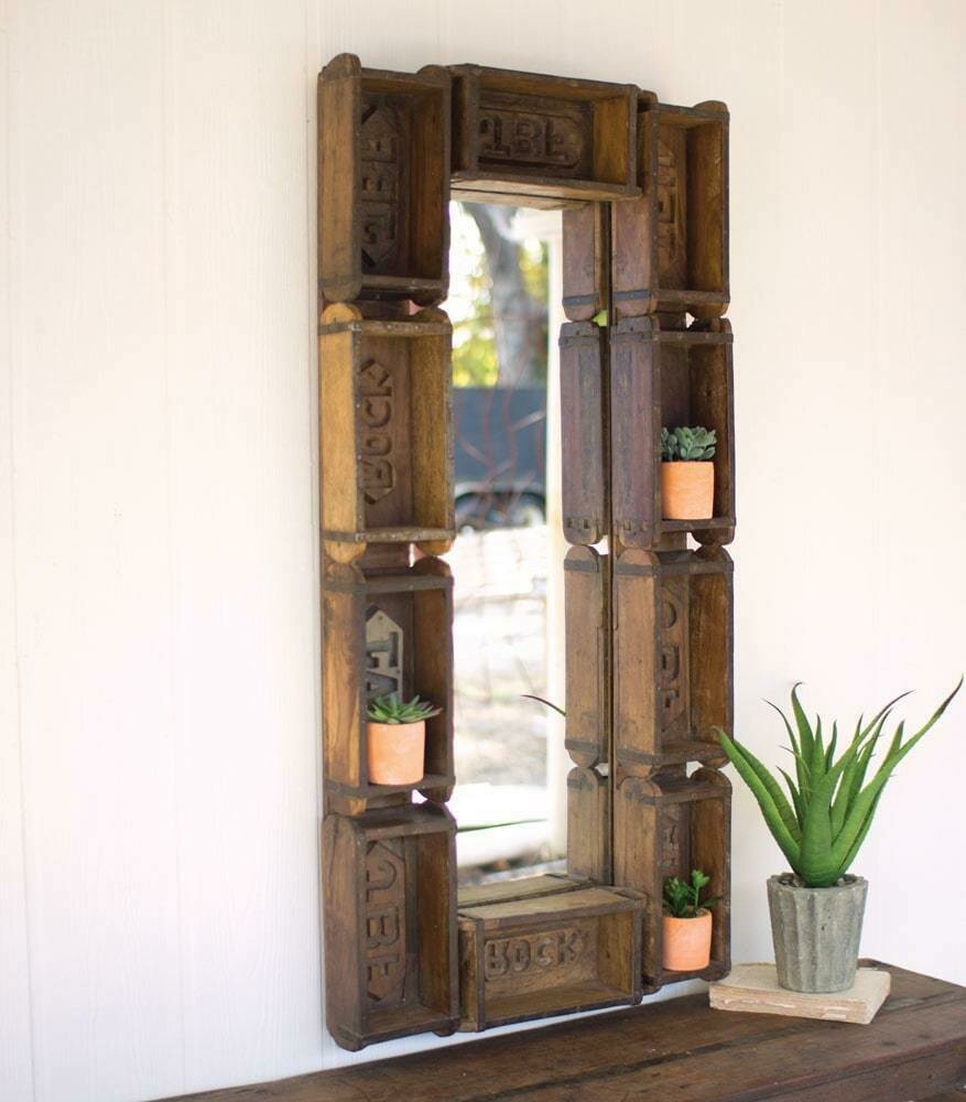 Large Repurposd Rectangle Brick Mold Mirror (DISPLAY ONLY)