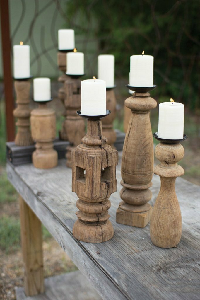 Reclaim Wood Furniture Leg Set of 3 Candle Holders