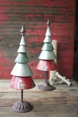 Galvinized Red/Green Set Of 2 Metal Trees Galvinized Red/Green Set Of 2 Metal Trees