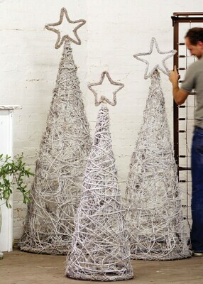 Whitewash Set Of 3 Twig Topiaries Whitewash Set Of 3 Twig Topiaries