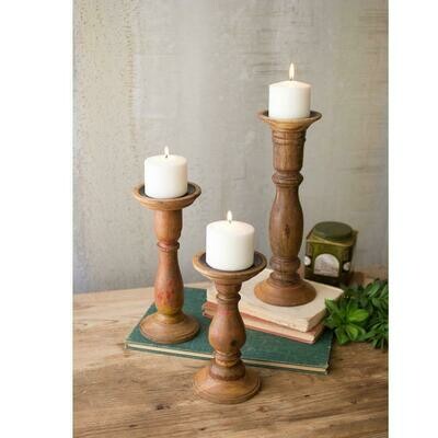 Turned Wooden Set Of 3 Candle Stands Turned Wooden Set Of 3 Candle Stands