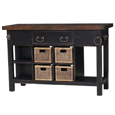 Umbria Heavey Distressed Black Small Kitchen Island Umbria Heavey Distressed Black Small Kitchen Island