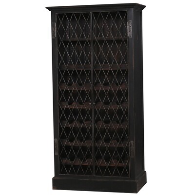 Sonoma Heavy Distressed Black Wine Cabinet w/Iron Mesh Door Sonoma Heavy Distressed Black Wine Cabinet w/Iron Mesh Door
