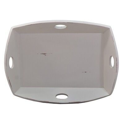 Homestead Heavy Distressed White 4 Handle Serving Tray Homestead Heavy Distressed White 4 Handle Serving Tray