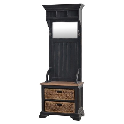Homestead Black Distressed/Driftwood Hallstand w/Rattan Baskets Homestead Black Distressed/Driftwood Hallstand w/Rattan Baskets